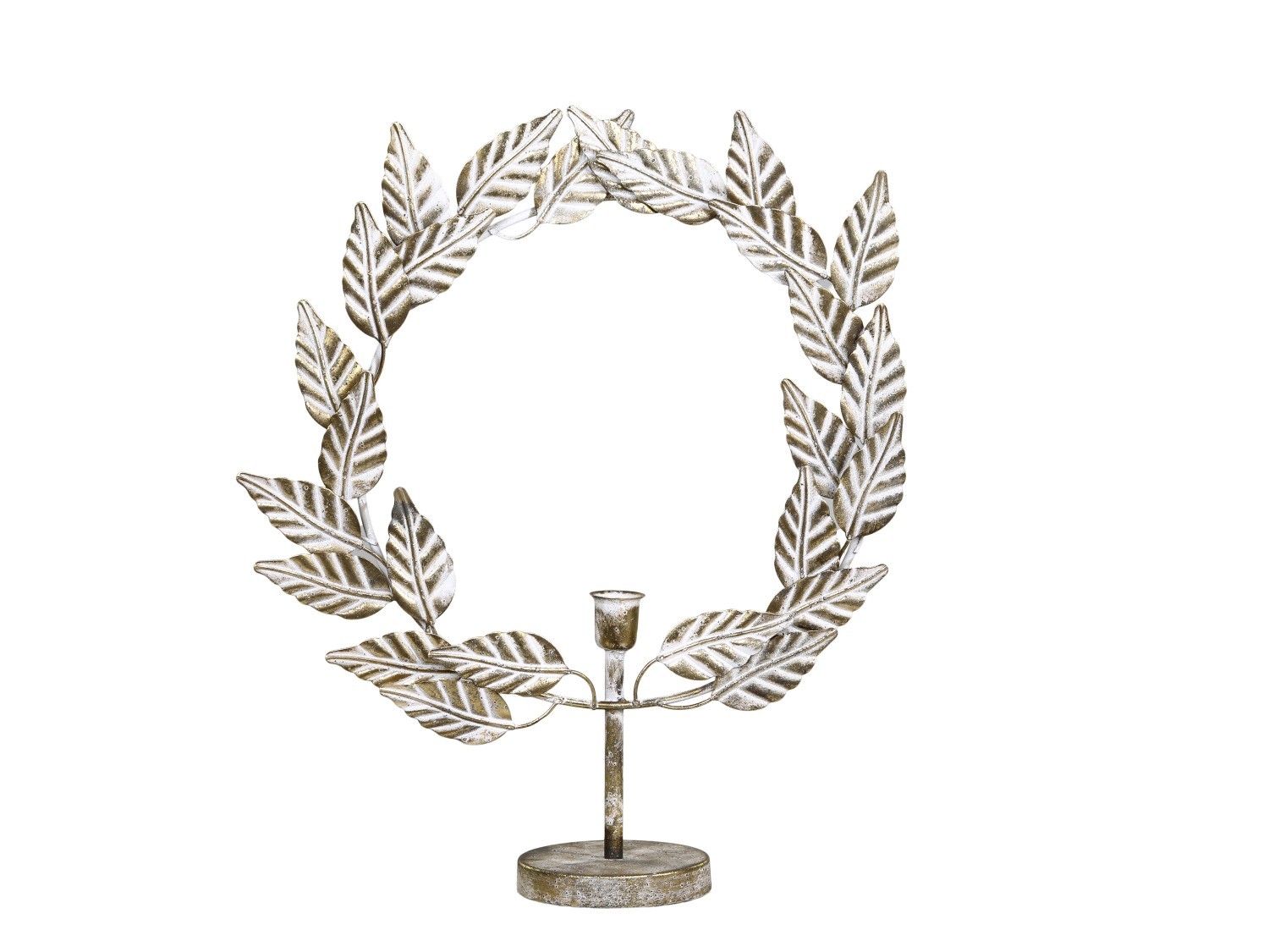 Bronzový antik kovový svícen zdobený věncem Leave - 40*11*44 cm Chic Antique Bronzový antik kovový svícen zdobený věncem Leave - 40*11*44 cm Chic Antique