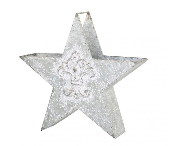Zinková antik kovová dekorace ve tvaru hvězdy - 32*8*30cm Chic Antique