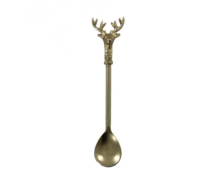 Bronzová antik kovová lžička s jelenem Deer - 14cm Chic Antique