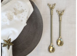 Bronzová antik kovová lžička s jelenem Deer - 14cm