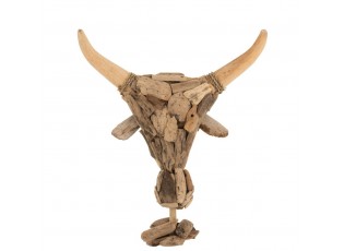 Dřevěná dekorace hlava býka na noze Bull Head - 41*15*59cm