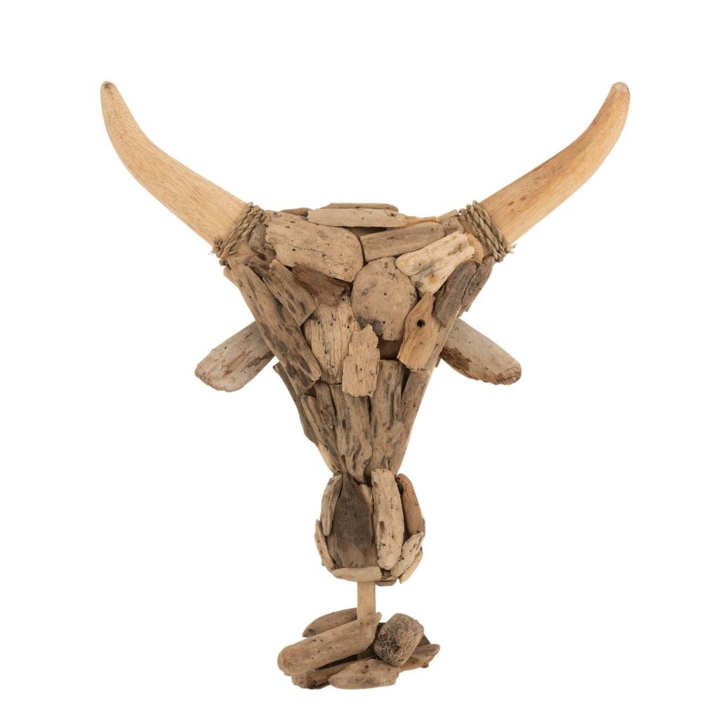 Dřevěná dekorace hlava býka na noze Bull Head - 41*15*59cm J-Line by Jolipa Dřevěná dekorace hlava býka na noze Bull Head - 41*15*59cm J-Line by Jolipa