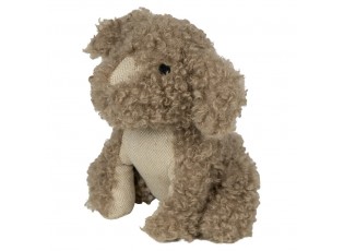 Hnědá kudrnatá dveřní zarážka pes Dog - 21*22*25 cm