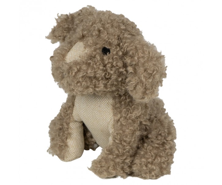 Hnědá kudrnatá dveřní zarážka pes Dog - 21*22*25 cm Mars & More 