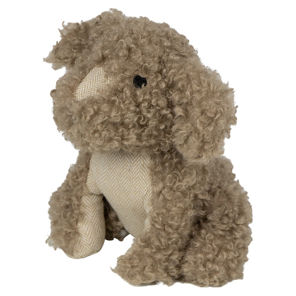 Hnědá kudrnatá dveřní zarážka pes Dog - 21*22*25 cm