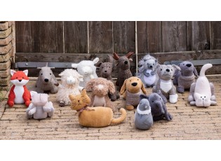 Hnědá kudrnatá dveřní zarážka pes Dog - 21*22*25 cm