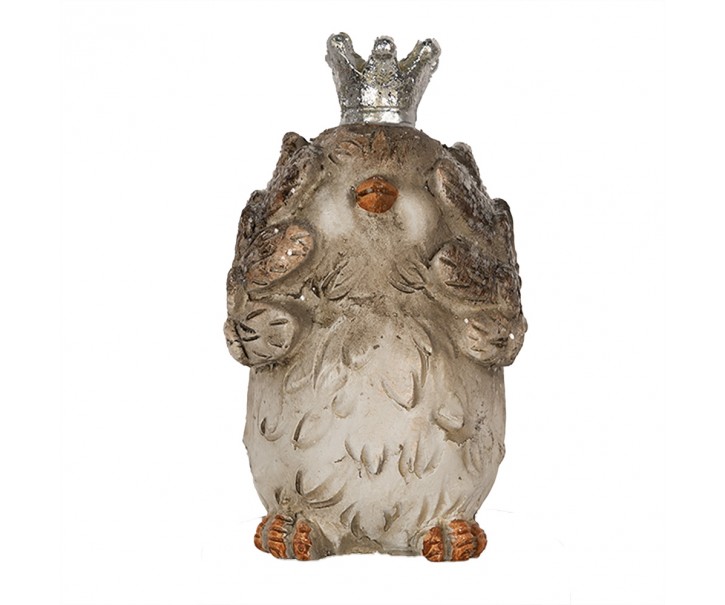 Dekorace socha ptáček s korunkou nevidím - 7*5*8 cm Clayre & Eef