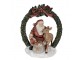 Vánoční dekorace Santa se srnečkou v zeleném věnci - 19*12*23 cm Clayre & Eef
