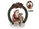 Vánoční dekorace Santa se srnečkou v zeleném věnci - 19*12*23 cm Clayre & Eef