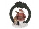 Vánoční dekorace Santa se srnečkou v zeleném věnci - 19*12*23 cm Clayre & Eef