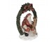 Vánoční dekorace Santa se srnečkou v zeleném věnci - 19*12*23 cm Clayre & Eef