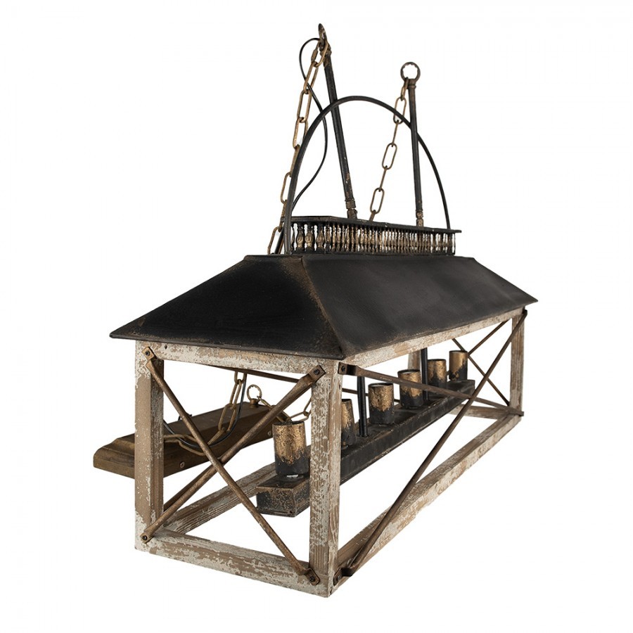 Béžovo-černé antik stropní světlo v Industrial stylu Bocco - 99*30*70 cm Clayre & Eef Béžovo-černé antik stropní světlo v Industrial stylu Bocco - 99*30*70 cm Clayre & Eef