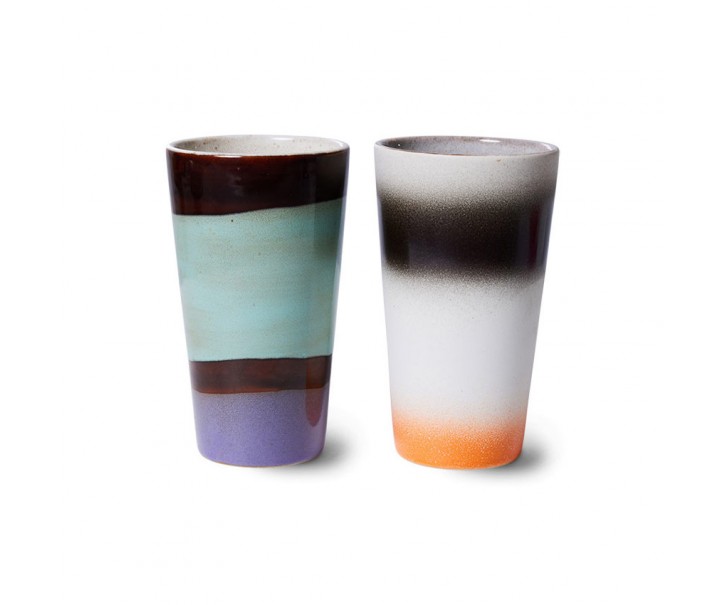 2ks barevný retro hrnek na latté 70s Boggie - Ø 7,5*13cm / 280ml HKLIVING