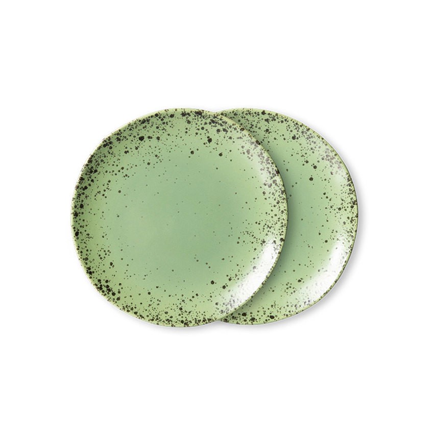 2ks keramický zelený dezertní talíř Kiwi - Ø 17*2cm HKLIVING 2ks keramický zelený dezertní talíř Kiwi - Ø 17*2cm HKLIVING