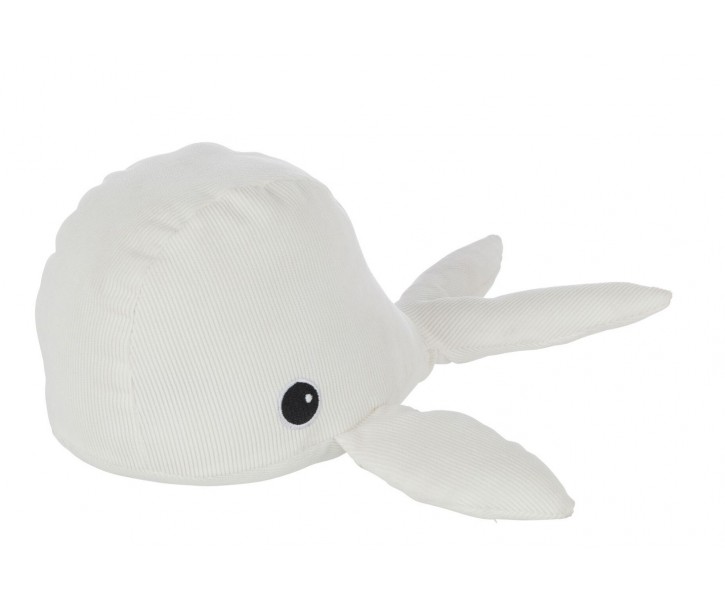 Bílá dveřní zarážka velryba Whale - 20*31*17cm J-Line by Jolipa