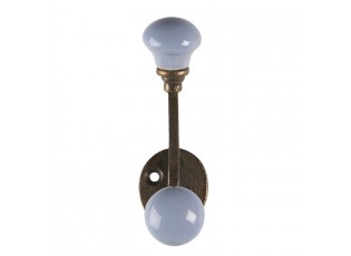 Nástěnný kovový háček s modrou knopkou - 5*3*9 cm