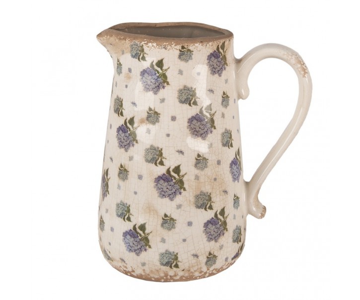Béžový keramický džbán s květy šeříku Lilac L - 21*15*23 cm Clayre & Eef