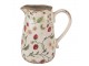 Béžový keramický džbán s jahůdkami Wild Strawberries M - 16*12*18 cm Clayre & Eef