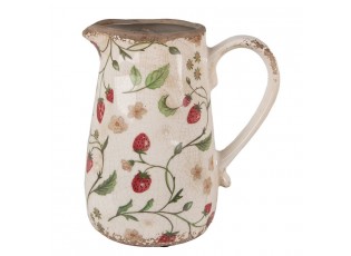 Béžový keramický džbán s jahůdkami Wild Strawberries M - 16*12*18 cm
