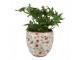 Béžový keramický obal na květináč s jahůdkami Wild Strawberries L - Ø 18*18cm Clayre & Eef