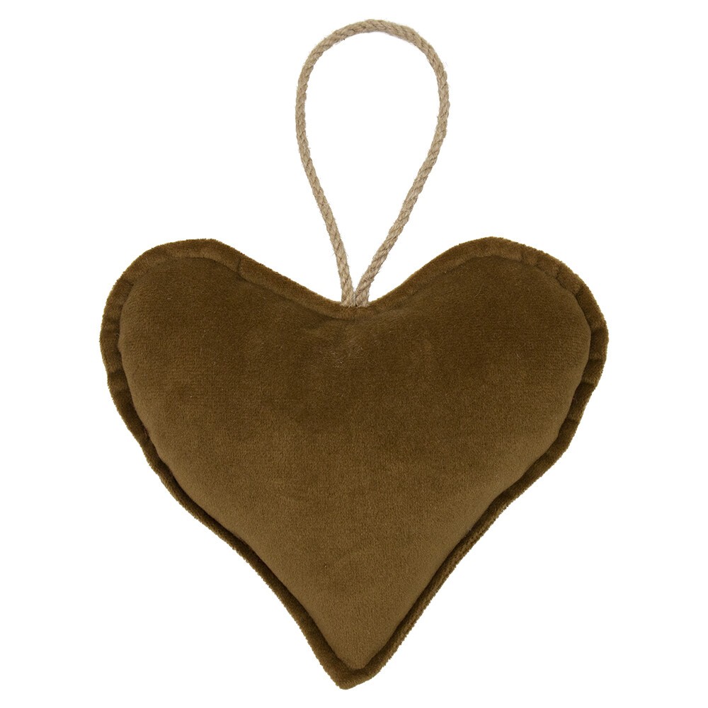 Sametová závěsná dekorace srdce taupe - 16*18*5cm Mars & More Sametová závěsná dekorace srdce taupe - 16*18*5cm Mars & More