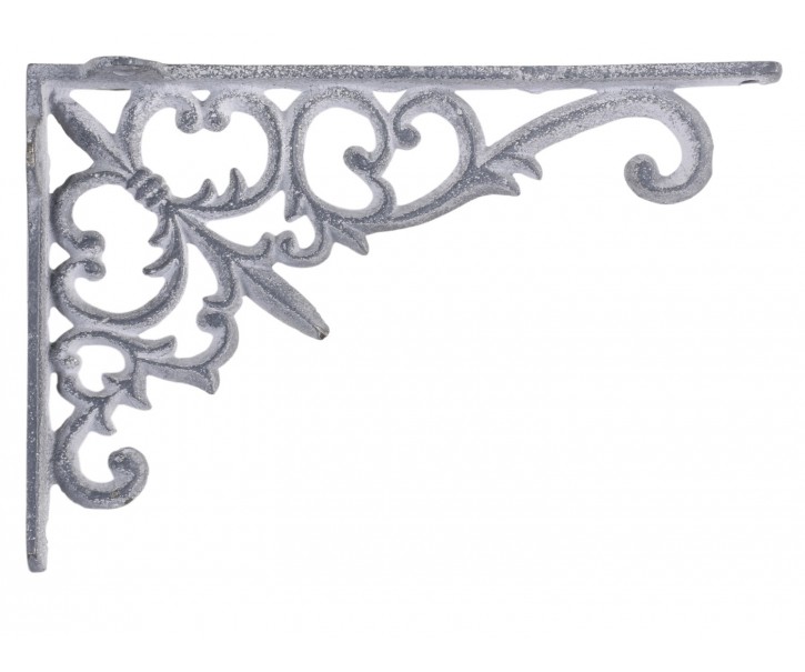 Šedá antik litinová policová konzole Ornament - 18*3,5*12 cm Chic Antique