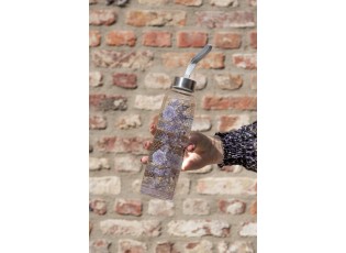 Skleněná láhev zdobená květy s uzávěrem - Ø 6*23 / 650 ml
