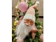 Závěsná dekorace hlava Santa s růžovou čepicí - 10*9*28 cm Clayre & Eef