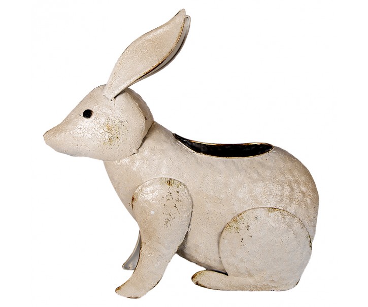 Béžový antik kovový obal na květináč ve tvaru králíka - 40*17*40 cm Clayre & Eef