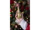 Zelená vánoční skleněná ozdoba láhev šampaňské Champagne - Ø 4*12 cm Clayre & Eef