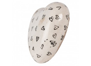 Béžové keramické dekorační srdce se srdíčky Hearti - 11*11*4 cm