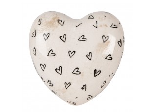 Béžové keramické dekorační srdce se srdíčky Hearti - 11*11*4 cm