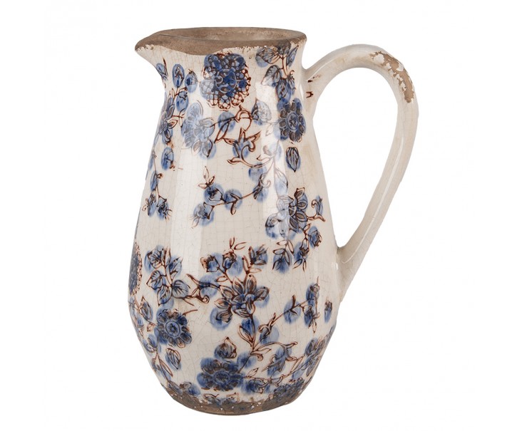 Dekorativní keramický džbán s modrými květy Blusia - 17*13*22 cm Clayre & Eef