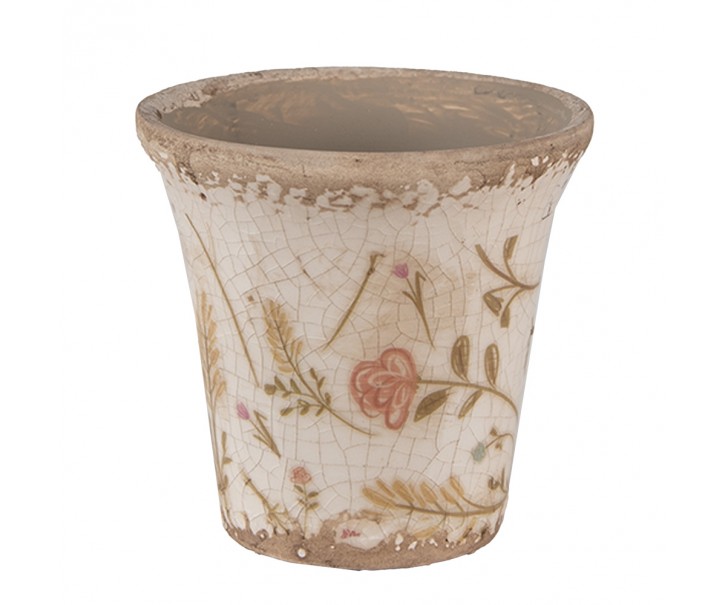 Keramický obal na květináč s kvítky Floral Cartoon S - Ø 9*8 cm Clayre & Eef