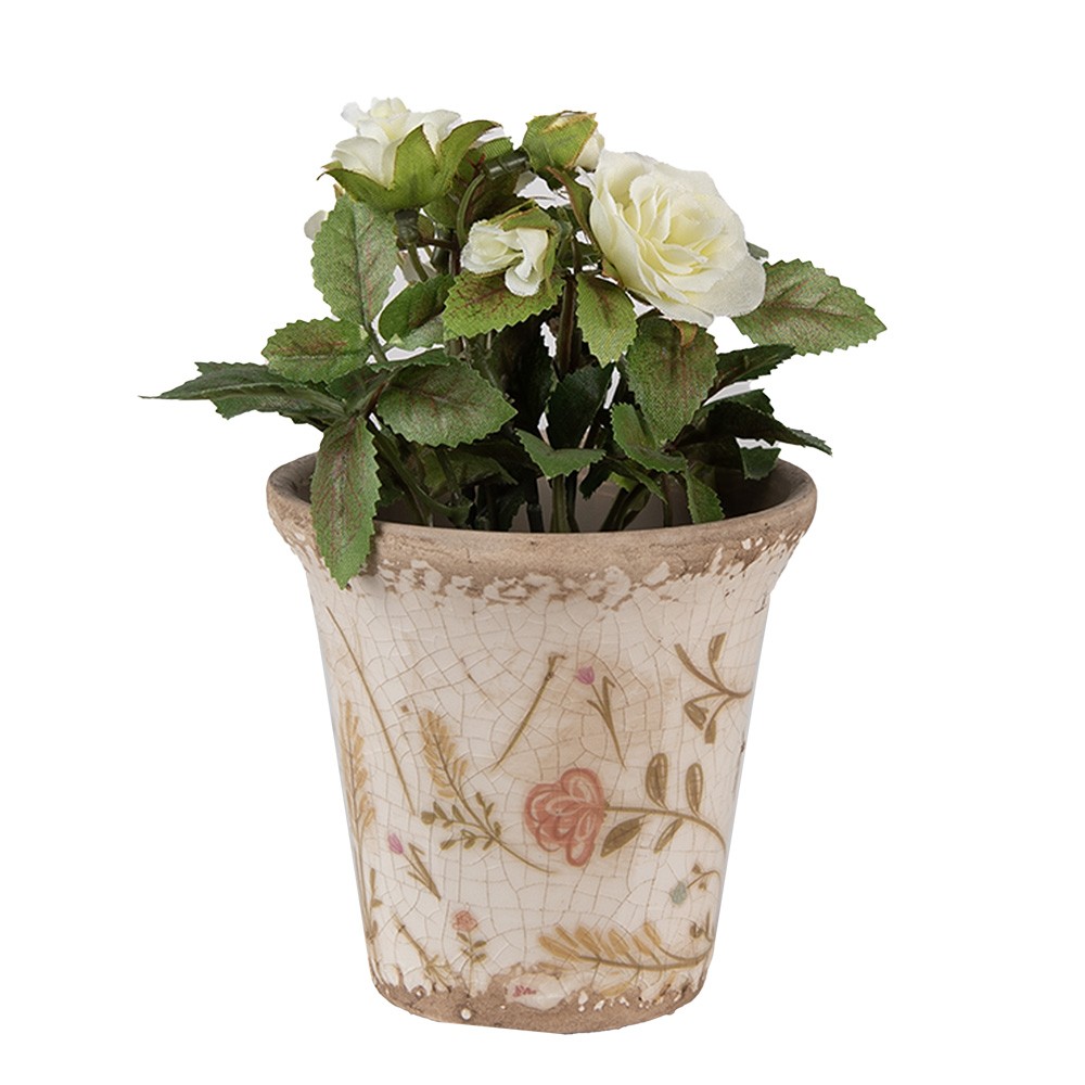 Keramický obal na květináč s kvítky Floral Cartoon S - Ø 9*8 cm Clayre & Eef Keramický obal na květináč s kvítky Floral Cartoon S - Ø 9*8 cm Clayre & Eef
