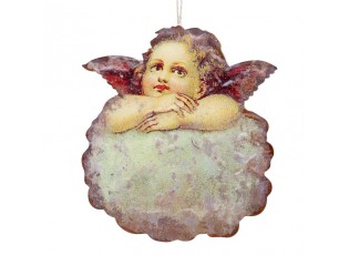 Vánoční kovová závěsná dekorace anděl Angel Vintage - 14*16 cm