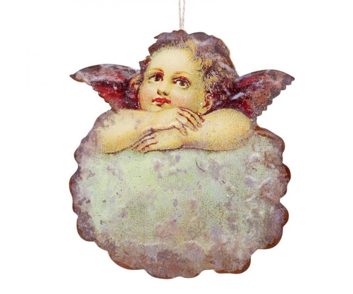 Vánoční kovová dekorace anděl Angel Vintage - 14*16 cm Chic Antique