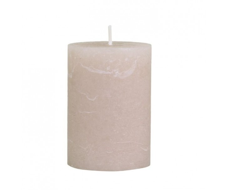 Růžová široká svíčka Rustic pillar rose - Ø 7*10cm/ 40h Chic Antique