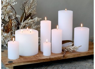 Bílá široká svíčka Macon Rustic white - Ø 7*10cm/ 40h