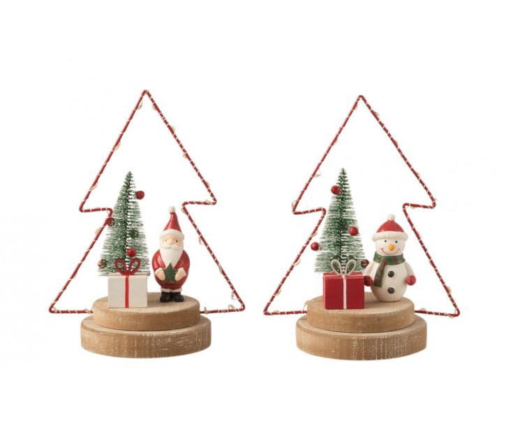 Set 2ks dekorace Santa ve svítícím led stromku - 16*10*21 cm J-Line by Jolipa