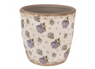 Béžový keramický obal na květináč s květy hortenzie Lilla L - Ø 16*16 cm