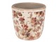 Béžový keramický obal na květináč s květy Flovia S - Ø 13*13 cm Clayre & Eef