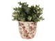 Béžový keramický obal na květináč s květy Flovia S - Ø 13*13 cm Clayre & Eef