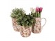 Béžový keramický obal na květináč s květy Flovia S - Ø 13*13 cm Clayre & Eef