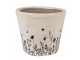 Béžový keramický obal na květináč s lučními květy Flora And Fauna S - Ø 12*11cm Clayre & Eef