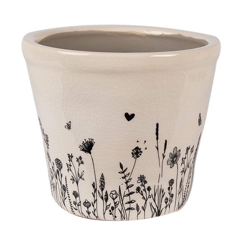 Béžový keramický obal na květináč s lučními květy Flora And Fauna S - Ø 12*11cm Clayre & Eef Béžový keramický obal na květináč s lučními květy Flora And Fauna S - Ø 12*11cm Clayre & Eef