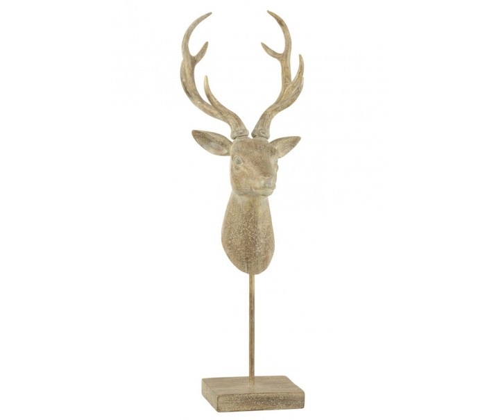 Hnědá antik dekorace Jelen na noze - 16*16*62 cm J-Line by Jolipa
