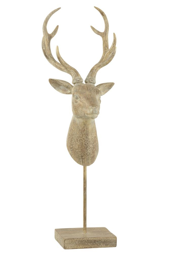 Hnědá antik dekorace Jelen na noze - 16*16*62 cm J-Line by Jolipa Hnědá antik dekorace Jelen na noze - 16*16*62 cm J-Line by Jolipa