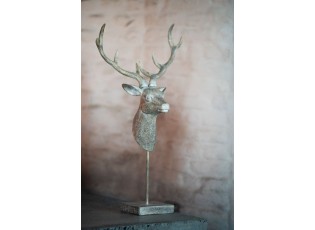 Hnědá antik dekorace Jelen na noze - 16*16*62 cm