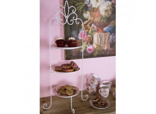 Bílý antik kovový stojan na 3 talíře Etagere - 38*30*77 cm